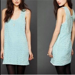 FREE PEOPLE Mint Velvet Beaded Sleeveless Mini Dress